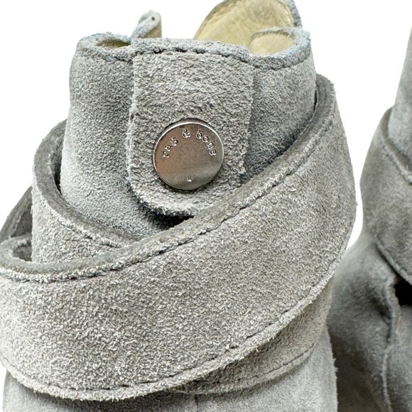 Rag and Bone Harrow Suede Booties gray ankle boots size 7.5 37.5 belted - Picture 8 of 12